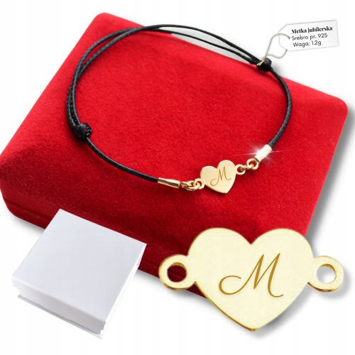  Gold Delicate Bracelet 925 ENGRAVING Small Heart Letters Initials Gift