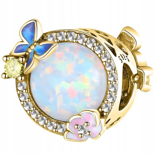  Gold CHARMS Iridescent with Butterflies Rainbow with Butterflies Zircons Circle