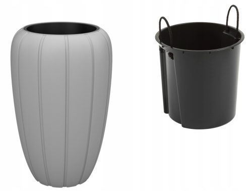  Flowerpot Lamela, 40 cm x 40 x 60 cm, diameter 40 cm, plastic in the colors grey and silver