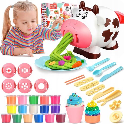  Play dough set, plasticine, pasta press, molds, fudge ice cream