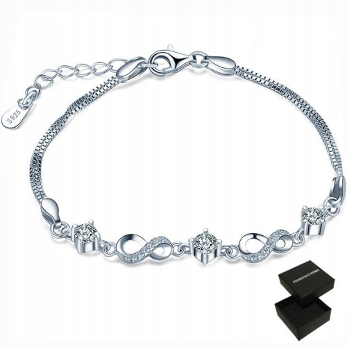  WOMEN'S SILVER BRACELET CRYSTALS INFINITY 925 SILVER ENGRAVING