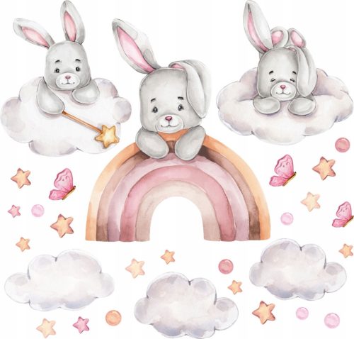  WALL STICKER RABBIT RAINBOW 50x100cm MC20