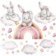  WALL STICKER RABBIT RAINBOW 50x100cm MC20