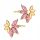  GOLD EARRINGS pr. 585 Marquise Flower with Pink Zircons 14k Stud