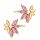  GOLD EARRINGS pr. 585 Marquise Flower with Pink Zircons 14k Stud