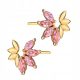  GOLD EARRINGS pr. 585 Marquise Flower with Pink Zircons 14k Stud