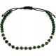  Gold bracelet 585 gold and dark green balls on black string 14kt