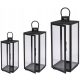 LANTERNS, LAMPS, GARDEN CANDLEHOLDERS, GRANES, SET OF 3, MATT BLACK