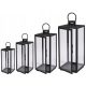 LANTERNS, LAMPS, GARDEN CANDLEHOLDERS, GRAIN, SET OF 4, MATT BLACK