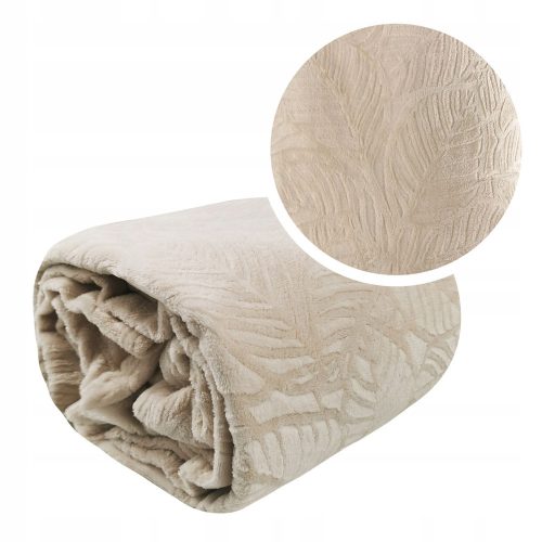 SOFT BLANKET PLUG SLEEVE FOR A CONTRAST Polyester blanket 220 cm x 200 cm beige