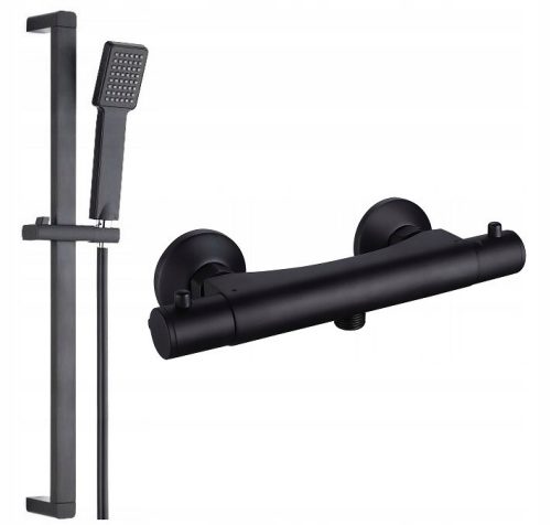 Aveeo Borg surface-mounted shower set + TERMO 01-BL series black shower fitting