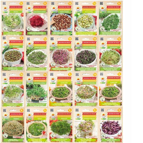  Set of seeds for healthy sprouts, suitable for 20 packs