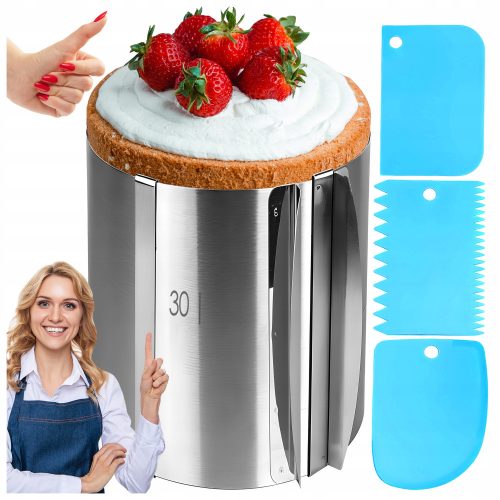 CAKE RIDER, HIGH FORM, 20 cm, RIBBON, edge, cake pan + DECORATIVE spatula for cakes, cream cakes - 3 pieces