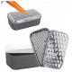 Graters and Slicers Cheese Grater, Vegetables, Potatoes + Container, 2 Blades, Stainless Steel, Gray