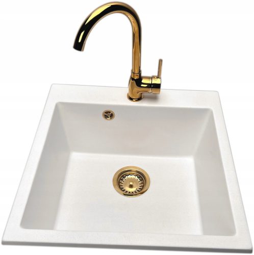 Single bowl sink Prehnit Fortina made of white granite