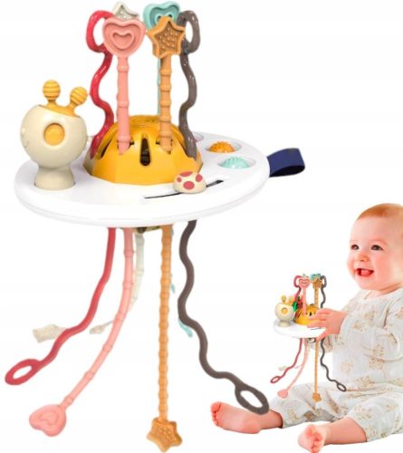  SENSORY TEETHERING TOY FOR BABIES, BABY RATTLE TO PULL