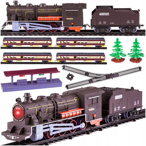  TRAIN ELECTRIC TRAIN for children Steam locomotive 5 cars Station tracks 325 cm