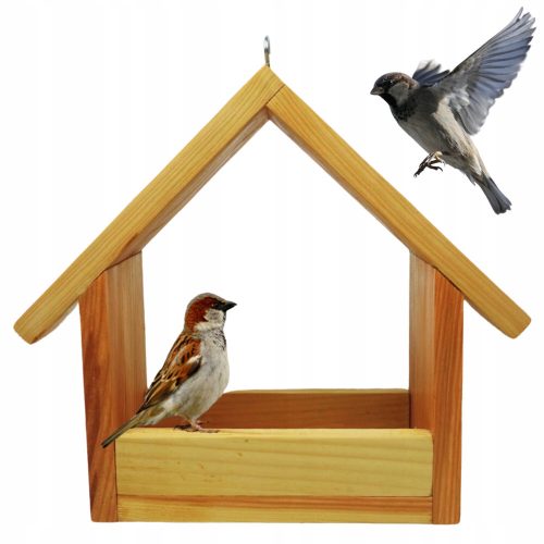 Boxes (houses) and birdhouses BIRD FEEDER XL, natural wood, with hooks