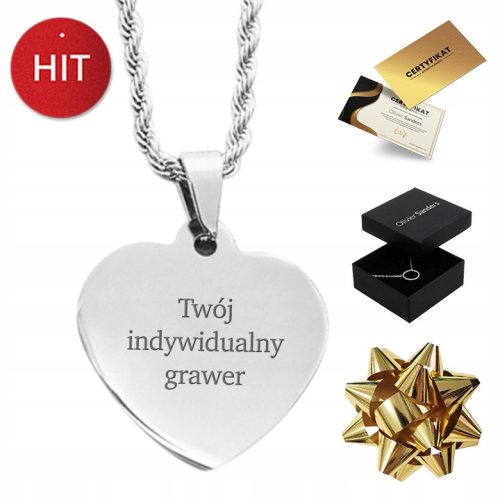  WOMEN'S SILVER NECKLACE CHAIN HEART WITH NAME WITH ENGRAVING AS A GIFT