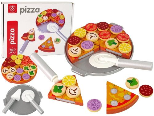  Pizza Set Wooden Puzzle Velcro Accessories