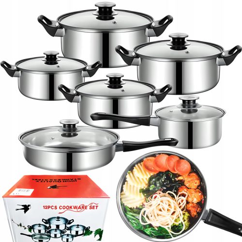  Retoo pot set, stainless steel, 12-piece