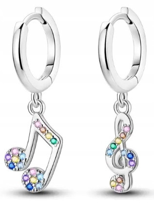  MD earrings notes notes colored stones treble clef S925