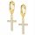  Hanging Gold Earrings With A Cross On A Hook With Cubic Zirconia Cross Silver 925