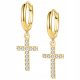  Hanging Gold Earrings With A Cross On A Hook With Cubic Zirconia Cross Silver 925