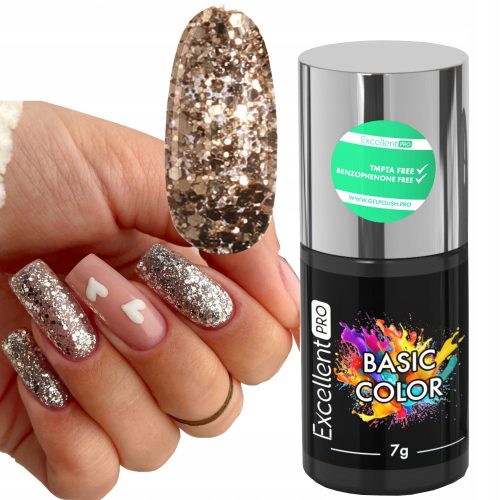  EXCELLENT Pro Basic Color Gold Glitter HYBRID NAIL POLISH 7g