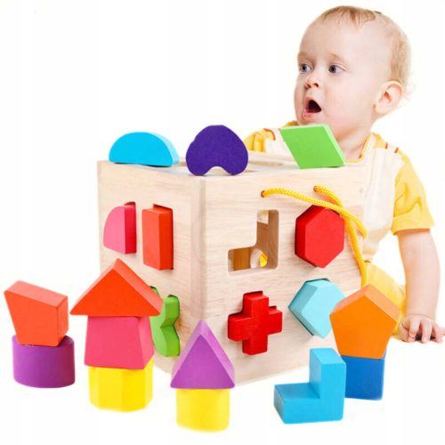  wooden sorter, educational cube blocks