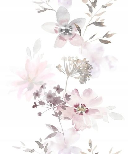 Pink floral vinyl wallpaper in watercolor style on a light nonwoven background