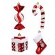  CHRISTMAS BALL SET, UNBREAKABLE, FOR THE CHRISTMAS TREE, RED CANDY, 4 PIECE