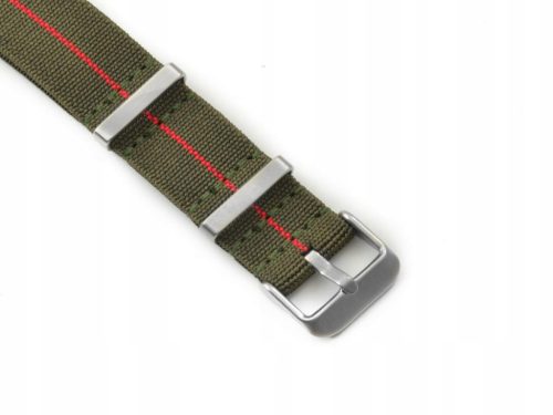  PREMIUM NATO ELASTIC WATCH STRAP NATEL4920 OLIVE / RED 22 mm