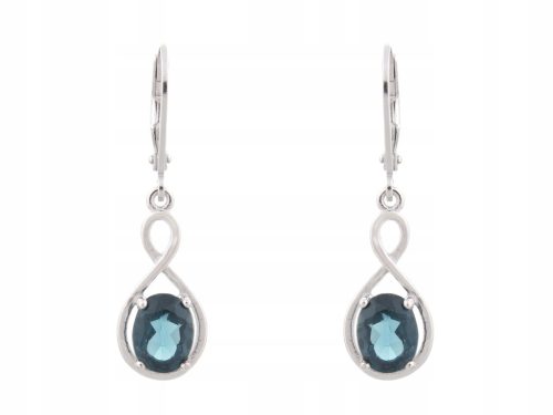  HANGING SILVER EARRINGS RHODIUM PLATED LONDON TOPAZ NATURAL