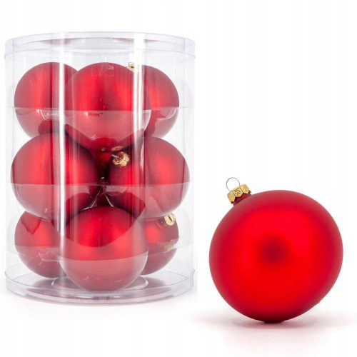  Christmas balls made of glass 8cmx9 red MAT