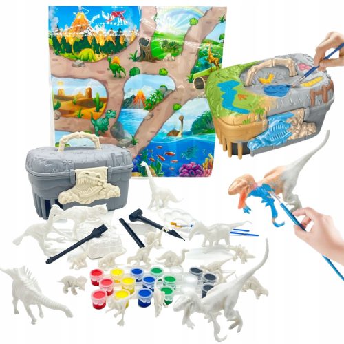  Dinosaurs for painting, large artistic set, figures, case, mat