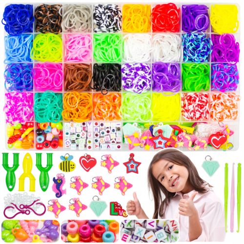  Rubber bands for making bracelets Large set Beads Letters Gift Frayda