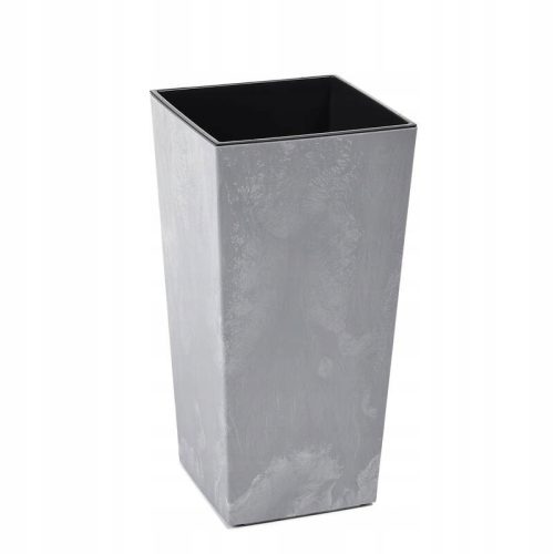  Lamela flowerpot, 25 cm x 25 x 47 cm, diameter 25 cm, plastic in grey and silver