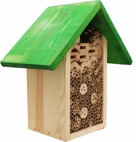  A small house for red mason bees and beneficial insects made of wood