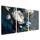 Pictures on the wall murals, wall triptychs, flowers, blue leaves, gold, 90x180