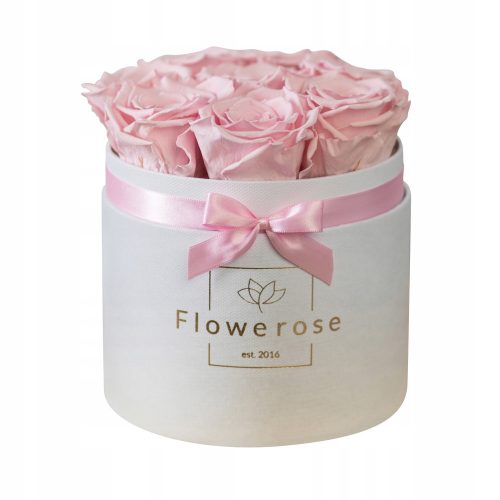 Pink eternal roses white flower box CLASSIC M