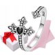  Openwork Black Cross Ring Silver Adjustable S925 + Box