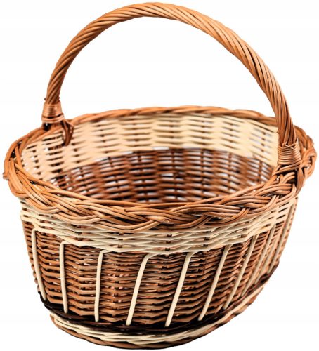 Baskets LARGE WICKER PICNIC BASKET FOR SHOPPING MUSHROOMS, VEGETABLES, FRUITS, MADE IN POLAND