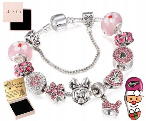  WOMEN'S BRACELET SILVER 925 MICKEY MOUSE MODULAR FOR CHARMS WITH ENGRAVING