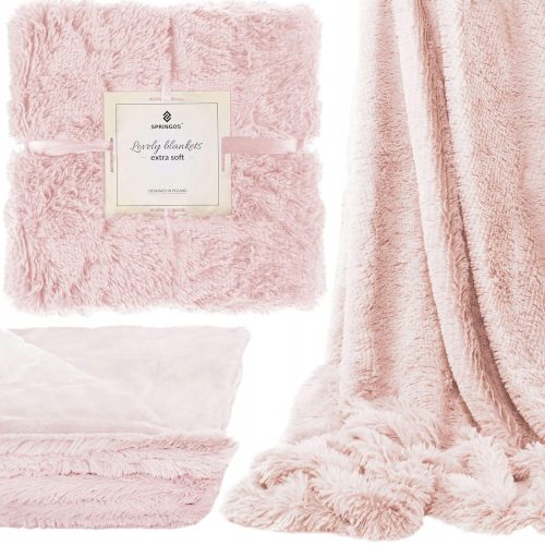 SOFT BLANKET PLUG SLEEVE FOR A Springos polyester blanket 200 cm x 220 cm in shades of pink