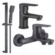 Single-lever wall-mounted bathtub faucet Kuchinox PANA black + 2 more products