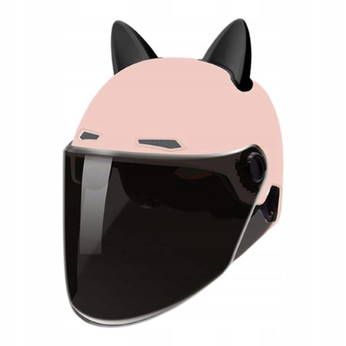  Casque de moto avec visière, casque de moto demi-visière, noir et rose