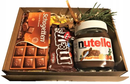  Gift basket BOX Nutella chocolate and fresh Christmas tree branch