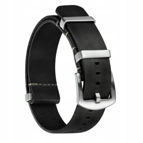  NATO Leather Watch Strap 18mm Black