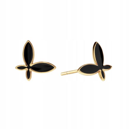  Silver earrings gold-plated Butterflies enamel 0.7 cm SADVA